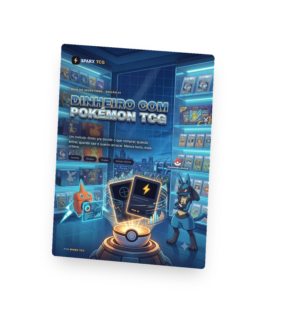 Mockup flutuante do e-book Sparx TCG